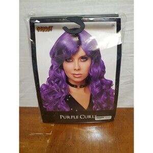 Spirit Purple Curls Medium Length Halloween Costume Wig Cosplay Role Play New